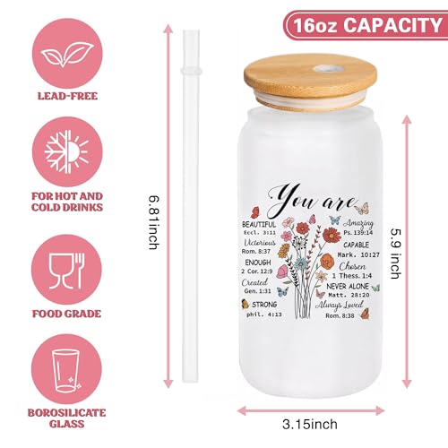 Christian Gift for Women Faith Religious Gifts Birthday Mothers Day Gifts for Women Mom Sister Best Friends Wife Coworkers-Inspirational Verse Glass/Makeup Bag4