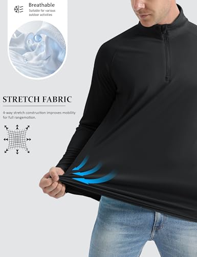 Image of MAGCOMSEN Men's Long Sleeve Sun Shirts UPF 50+ Tees 1 /4 Zip Up Fishing Running Rash Guard T-Shirts Outdoor Shirt