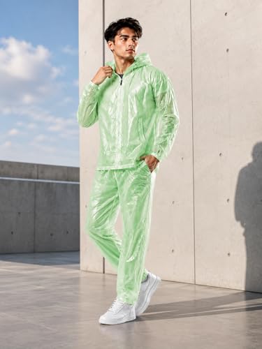 Image of Krystle Men's PVC Rainsuit with Hoods and Side Pocket, 100% Waterproof Portable Rainwear (Multicolor,Multisize)