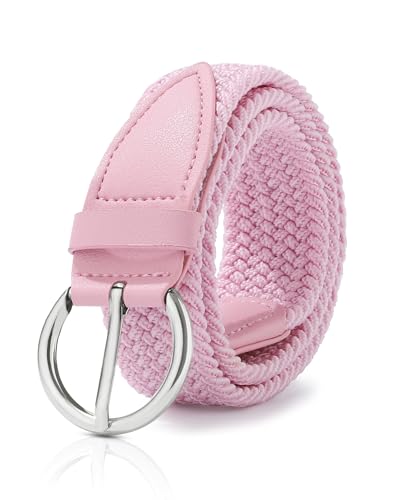 Monopa - Monopa Boys Braided Belt - Stretch Golf Kids Belt for Girls Elastic Toddler Belt with Round Buckle(Pink,80cm)