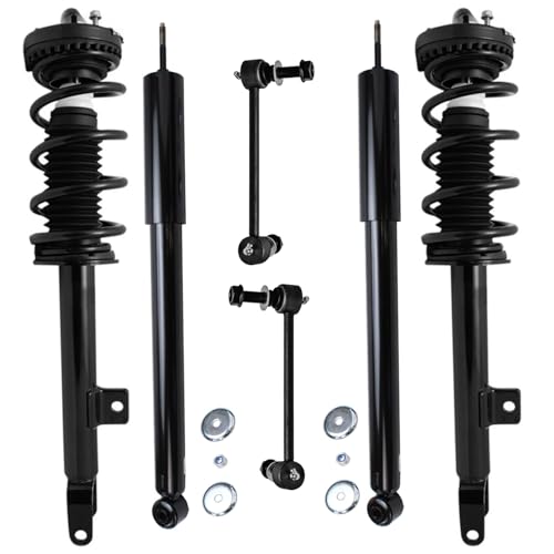 Image of Detroit Axle - RWD 3.6L Struts Suspension Kit for 2011-2019 Chrysler 300, 2011 Dodge Challenger, 2 Front Struts with Coil Spring 2 Rear Shock Absorbers 2 Front Sway Bar End Links Replacement