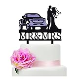 Trucker Wedding Cake Topper - Pickup Truck Wedding Cake Topper with Bride and Groom - Driver Cake Topper for Wedding/Anniversary/Bridal Shower Party Decor