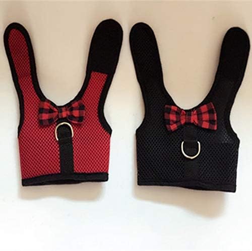 Multipurpose Rabbits Hamster Vest Harness with Leas Bunny Mesh Chest Strap Harnesses Ferret Guinea Pig Small Animals Pet Accessories (S, Red)