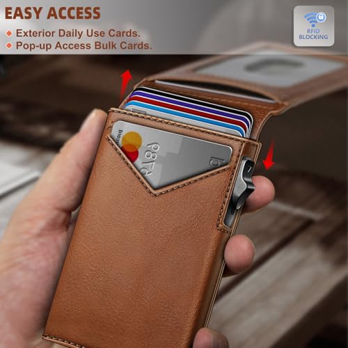 Image of BULLIANT Men Slim Leather Wallet Metal Case Money Clip-Magnetic Closure