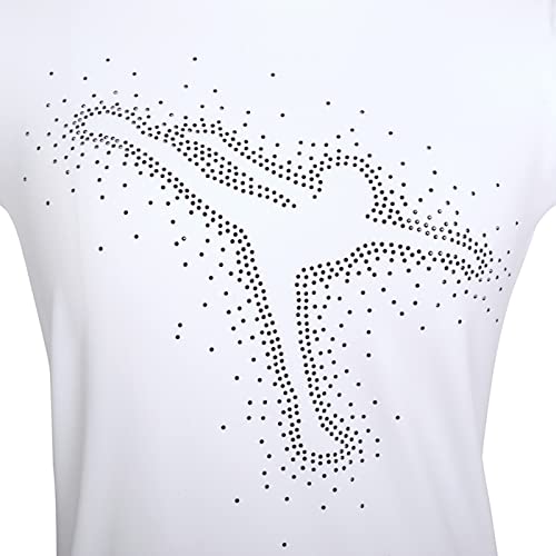 Tops de treinamento de patinação artística, elegante padrão de strass mangas curtas adulto crianças