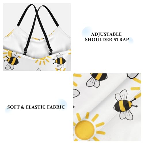 Bee Insect Girls One Piece Swimsuits Cute Bee Sport Halter Swimwear Beach Bathing Suit 3T3