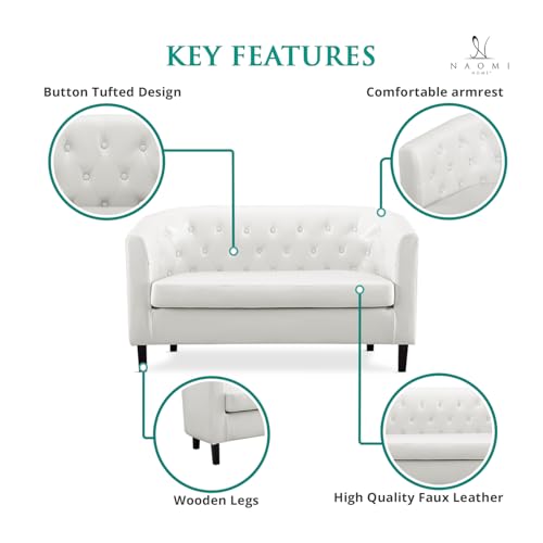 Naomi Home Emma 2 - Seater Loveseat White - Thumbnail 3