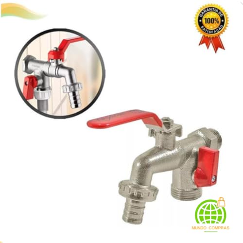 Torneira Esfera Maquina Tanque Jardim Quintal 1/2 E 3/4 Metal Duas Saídas Mundo Compras