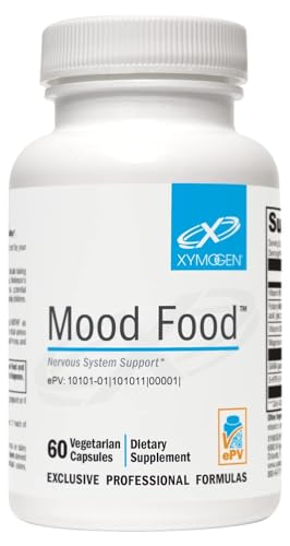 XYMOGEN Mood Food - Supports Relaxation & Healthy Mindset - Active Folate & 5-MTHF - Serotonin Support Complex for Nervous System Health - Vegetarian, Non-GMO & Gluten-Free - 60 Capsules