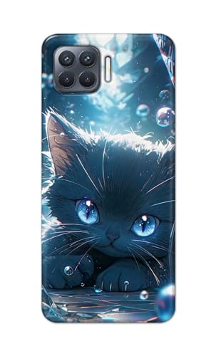 Image of Printed Hard Back Cover Case for Oppo F17 Pro | Oppo A93 4G | Oppo Reno4 F | Oppo Reno 4 F Back Cover (Cute Cat) -1111
