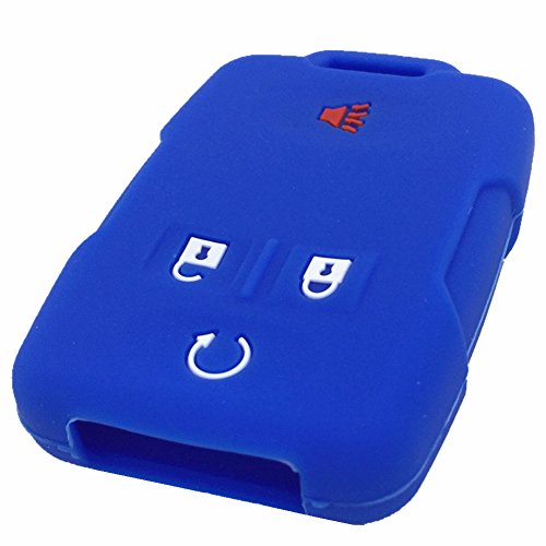 Ezzy Auto Blue Silicone Rubber Key Fob Case Key Cover Keyless Remote Jacket Skin Protector fit for Silverado Colorado GMC Sierra Yukon Cadillac