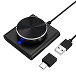 USB Volume Control Knob, COOIDEA Volume Controller, Multimedia Controll Knob with one Key Mute/Pause Function for PC, Support Windows/Mac/IOS/Android/Linux (Black)