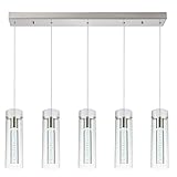 votag Modern Pendant Lighting Satin Nickel 5-Light pendant lighting for kitchen island with Dimmable...