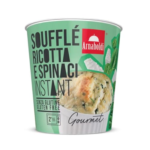 Arnaboldi - Instant Soufflé Ricotta e Spinaci, 40g, Piatti Pronti Senza Glutine con Crema di Riso e Panna, Ideale come Pranzo Veloce o Cena Leggera, Gluten Free, Pronto in Pochi Minuti, 1 Porzione
