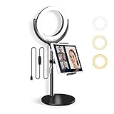 Elitehood iPad Stand with Ring Light for Online Video Conference, 3 Colors & 10 Brightness Computer...