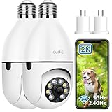 eudic 2K Light Bulb Security Camera 2 Pack, 5G/2.4G WiFi Home Surveillance Cam 360 Degree Pan,Tilt Panoramic,Motion Detection, Color Night Vision, Two Way Talk, Indoor Outdoor