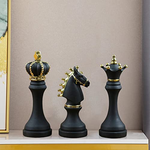 Fenteer Pacote de 3 Peças de Estátua Estatuetas de xadrez Peças decorativas Esculturas de resina Enf