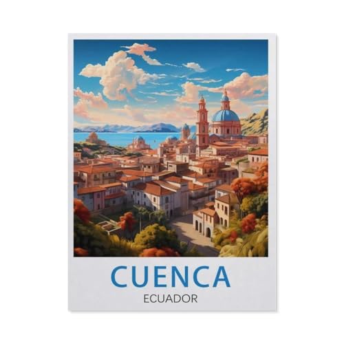 BEAYODKP Affiche de voyage vintage Cuenca Équateur，Peinture diamant adulte 5D Point De Croix Broderie Diamond Painting Kits Salon Chambre Décoration（30 x 40 cm/11.81 x 15.74 pouces）-AV95
