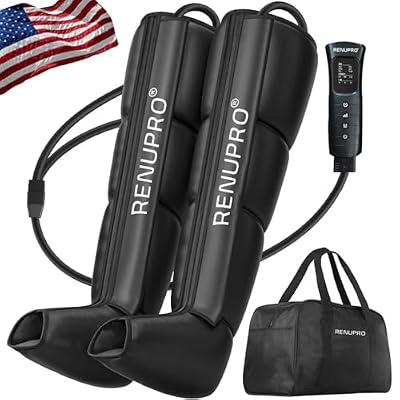 Professional Leg Compression Massager for Circulation Improvement and Faster Recovery - Air Compression Boots, Leg Massager Device for Athletes USA Owned (Size Large)