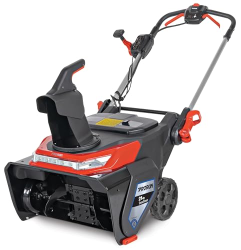 PRORUN 60V 22-Inch Cordless Snow Blower, Single-Stage Battery Snow Thrower with Brushless Motor, Includes (2) 5.0Ah Batteries and (2) Chargers