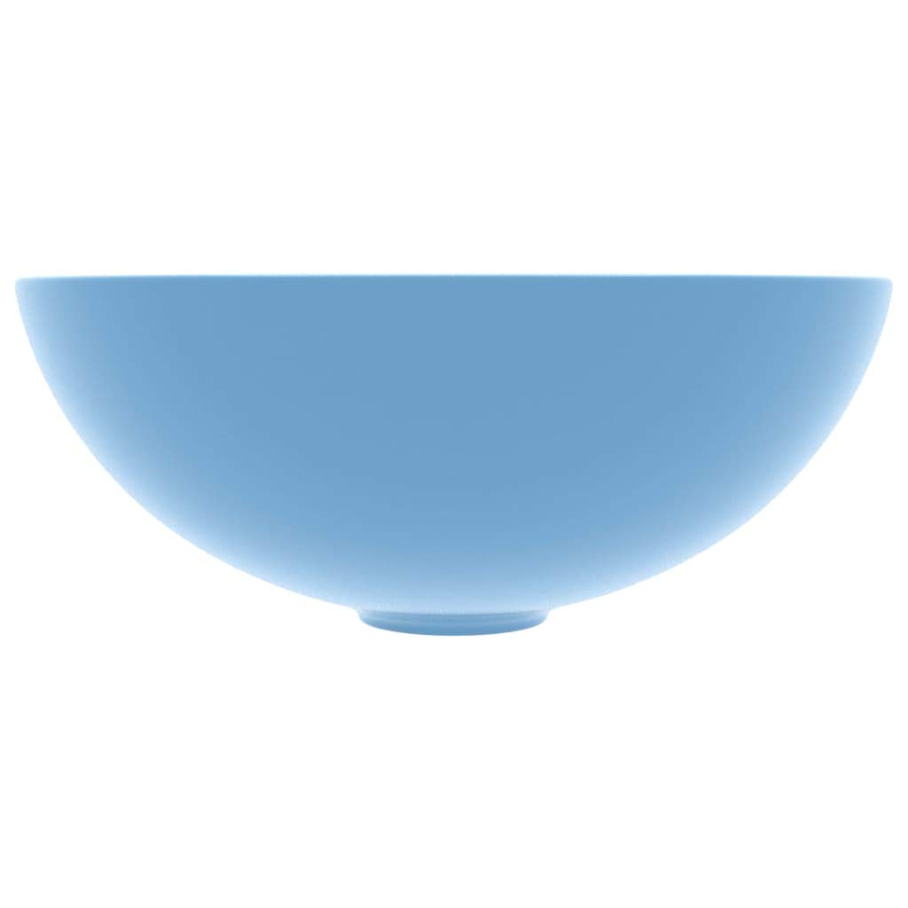 HOMIUSE 28x28x10 cm Lavabo Colgante Lavabo Sobre Encimera con Desagüe Azul Claro Mate Lavabo Baño Lavabo de Lujo Redondo Cerámica Lavamanos Baño Lavabo Piedra Lavabo Suspendido