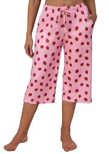 X-Image Women's Capri Pants Loose Soft Drawstring Wide Leg Sweatpants Causal Capris Pajama Lounge Pants with Pockets