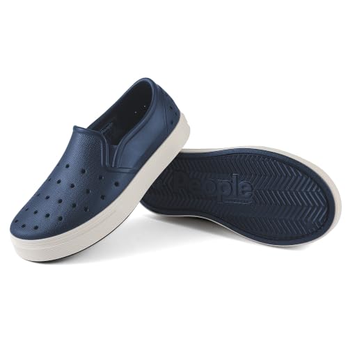 People Footwear Slip-On EVA Sneakers for Kids Boys & Girls Waterproof Lightweight Durable Non-Slip Water Shoes for Outdoors (Slater Kids - Mariner Blue/Picket White)
