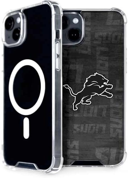 Skinit Phone Case Compatible with MagSafe iPhone 14 - Officially Licensed NFL Detroit Lions Black & White Design