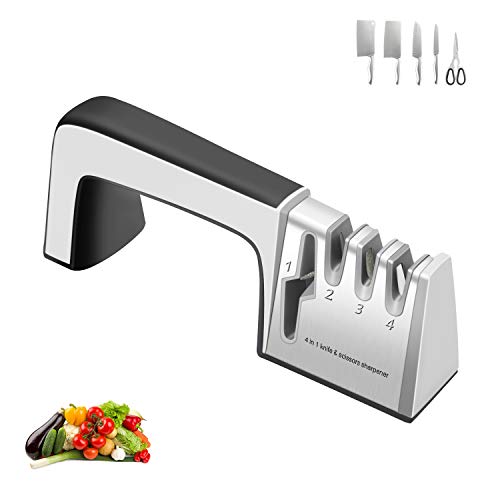 Fubinaty Kitchen Knife Sharpener 4 in 1 Sharp Knives and Scissor Sharpener 4