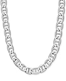 Savlano 925 Sterling Silver 10mm Italian Solid Flat Mariner Link Chain Necklace For Men & Women - Made in Italy Comes With a Gift Box (24, 10mm)
