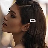 Aneneiceera Crystal Hair Clip Gold Square Hair Barrette Rhinestones Square Hair Pin Hollow Out Square Headpieces Decorative Hair Pins Headwear Bride Hair Accessories for Women and Girls(Square)