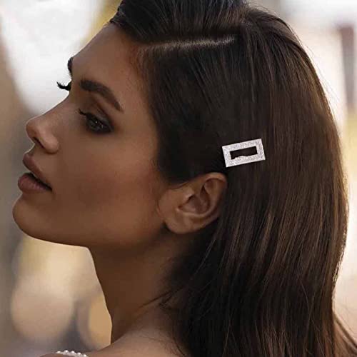 Aneneiceera Crystal Hair Clip Gold Square Hair Barrette Rhinestones Square Hair Pin Hollow Out Square Headpieces Decorative Hair Pins Headwear Bride Hair Accessories for Women and Girls(Square)