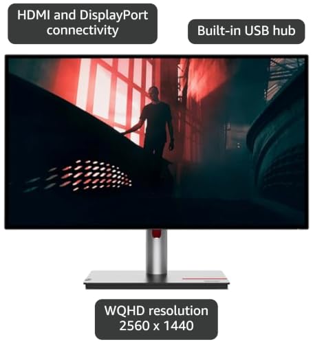 Image of Lenovo ThinkVision P27q-30 27 inch Class WQHD LED Monitor - 16:9 - Raven Black