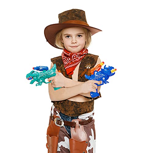 Dinosaur Toy Guns For Toddlers Age 3-5,Dino Blaster Toys For 3 4 5 6 7 8 Year Old Boys,2 Pack Foam Blasters Guns Cool Shooting Game T-Rex & Triceratop Toy With 30 Bullets Darts Birthday Gift For Boys #TOP1