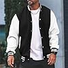 Generisch Winter Jacket Men's Jacket Blouson Jacket Men's Varsity Jacket Casual Slim Fit Cotton Letterman Baseball Bomber Jacket Urb An Classic College Jacket, black, 3XL #4