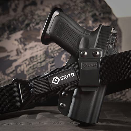 Gritr Iwb Kydex Right Hand Gun Holster Compatible With Glock 19 (Gen 1-5, G26/G19X/G17/G45/G34) And Tactical Nylon Webbing Duty Waist Gun Belt, Large #TOP6