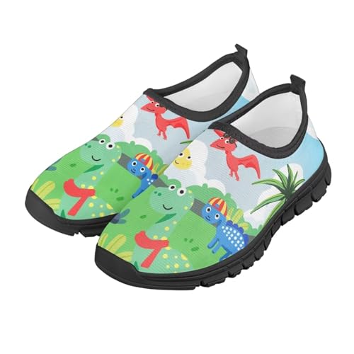 Big Kids Cute Casual Loafers Slip On Mesh Walking Shoes Art Pattern Comfortable Lightweight Kids Outdoor Travel Shoes for Boy Girl US Size 11-152