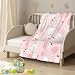 Luxury Plush Easter Blanket Cute Smiling Bunny Easter Egg Flower Pink Throw Blanket for Couch,Lightweight Soft and Warm Throws Blankets for Sofa Bed Living Room in Spring 40" x 30"