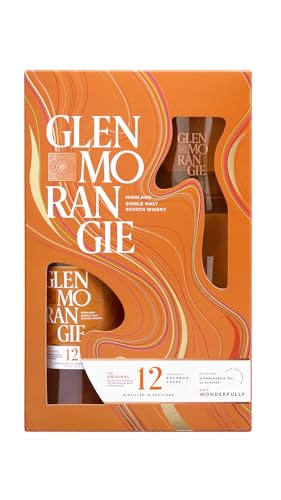 Glenmorangie The Original 12 Years Old Single Malt Whisky in Geschenkverpackung mit zwei Gläsern