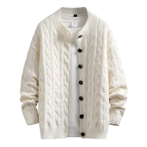 Cárdigan de punto de invierno suéter térmico con cuello chal y bolsillos