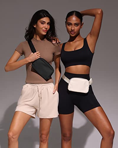 fanny pack crossbody bag trendy waterproof small sling cross body purse for women men fashion waist packs mini belt pouch chest bum hip bag lulu dupes for travel vacation running black