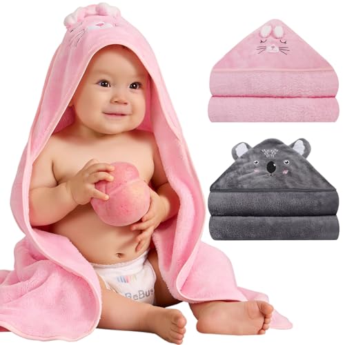 Image of Hooded Baby Towels 2 Pack, Baby Bath Towels for Newborns Essential
