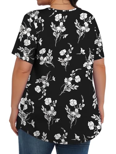 Image of Tencede Womens Plus Size Tops Tunic Short Sleeve Crew Neck Shirts Casual Soft Blouse 1X-5X