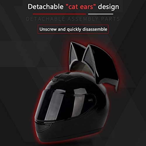Miniatura 3 de Casco de motocicleta con orejas de gato aprobado por DOT, transpirable, fresco, para niñas, hombres y mujeres, casco de cara completa con visera,