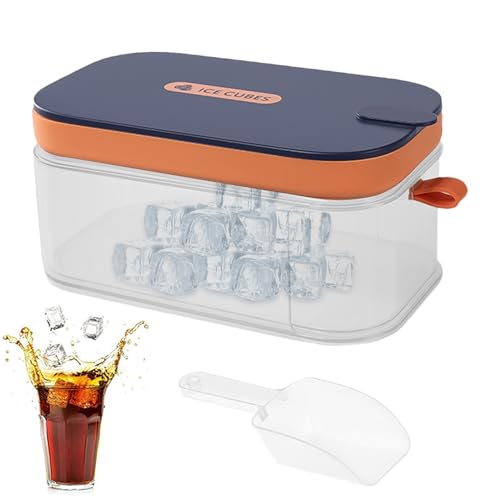 Bandejas de hielo para congelador | Molde de liberación fácil con tapa integrada - Productor de hielo con recipiente de cajón - Cóctel, cerveza, whiskey vodka, café, casa