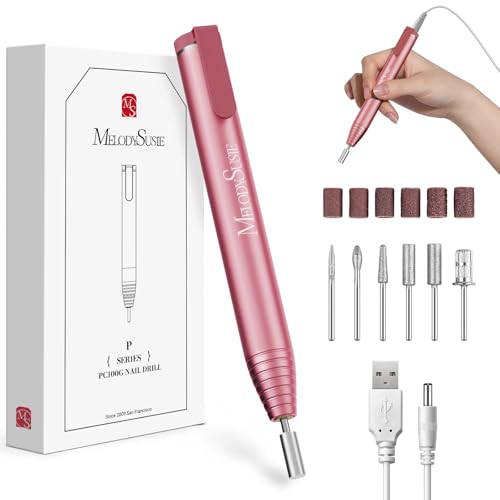 Image of MelodySusie PocketNail Slim Ergonomic Pen-Shaped USB Nail Drill, PC100G 20000RPM Portable Electric File for All Manicure, Pedicure Nail Care, Shaping & Gel Removal at Home for Beginners