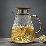 【Material】 - Las jarras de té helado están hechas de material de vidrio transparente y duradero apto para alimentos, que es seguro de usar, resistente y duradero, resistente al calor
