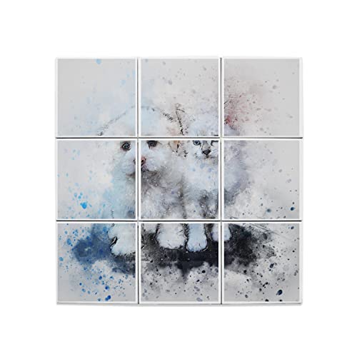 Carreaux céramique décoratifs peinture chat et chien caniche pour tableau mural faïence 45 cm