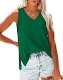 Green Tank Top for Women Loose Fit V Neck Basic Sleeveless Shirts for St Patrick L