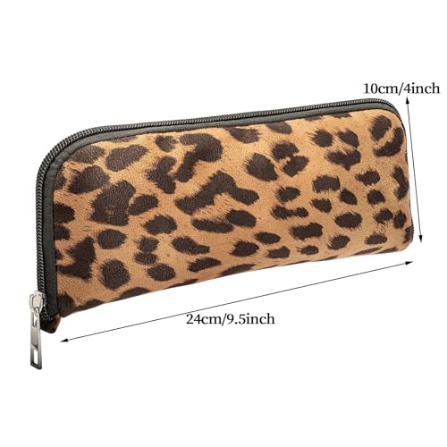 Large Capacity Makeup Bags, 2 Pieces, Leopard Print, Cosmetic Travel Toiletry Organizer Bag, Soft and Warm Material (Brown)4